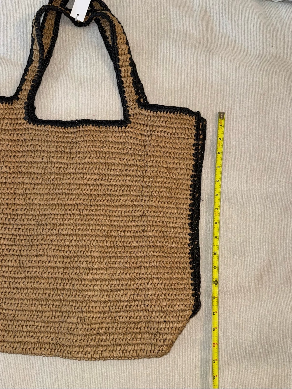 NWT Raffia Beach Bag Sack Beige Tan Neutral Natural Black Large - Picture 2 of 5